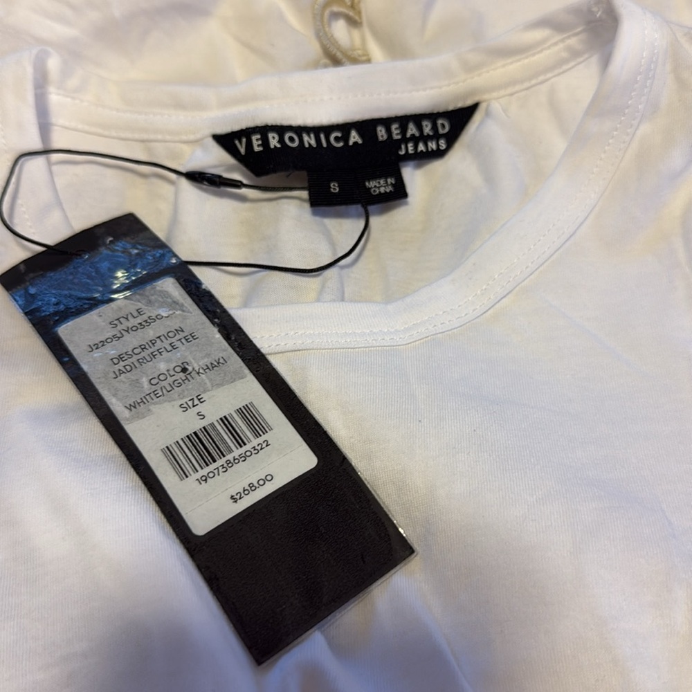 NWT VERONICA BEARD Jadi Ruffled Cotton Tee - Picture 7 of 8